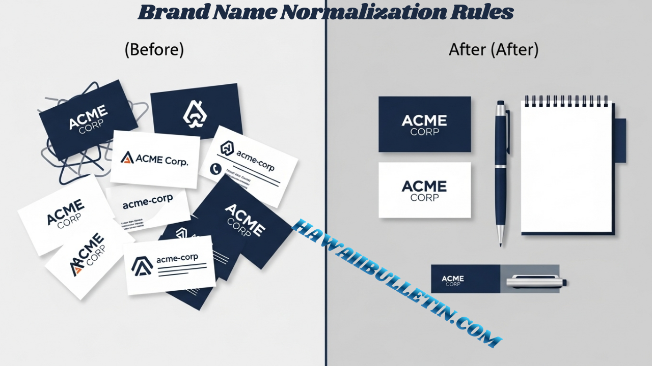 Brand Name Normalization Rules Identity for Essential Consistency